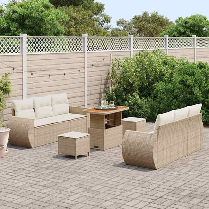 Trädgårdsoffset 9 pcs Beige och gräddfärgad konstrotting