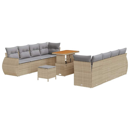 Trädgårdsoffset med lagring 11 pcs Beige Poly rattan