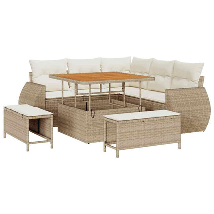 Trädgårdsoffset 8 pcs Beige och gräddfärgad konstrotting
