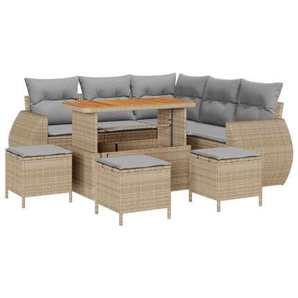 Trädgårdsoffset med kudde 9 pcs Beige och Ljusgrå konstrotting