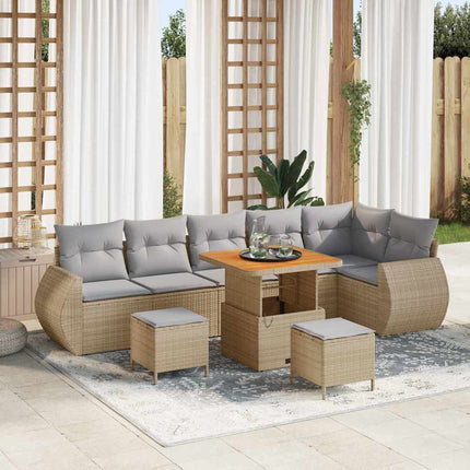 Trädgårdsoffset 9 st 9-Antal sittplatser Beige och Ljusgrå