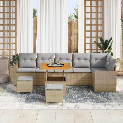 Trädgårdsoffset 9 st 9-Antal sittplatser Beige och Ljusgrå