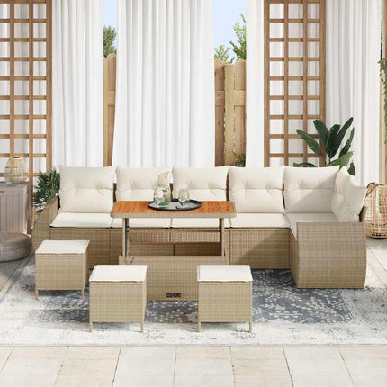Trädgårdsoffset 10 pcs Beige och gräddfärgad Poly Rattan