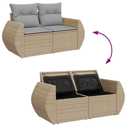 Trädgårdsoffset med kudde med lagring 13 pcs beige och ljusgrå