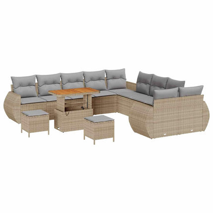 Trädgårdsoffset med kudde med lagring 13 pcs beige och ljusgrå