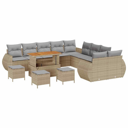 Trädgårdsoffset med kudde med lagring 14 pcs beige och ljusgrå