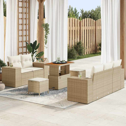 Trädgårdsoffset 8 pcs Beige och gräddfärgad Poly Rattan