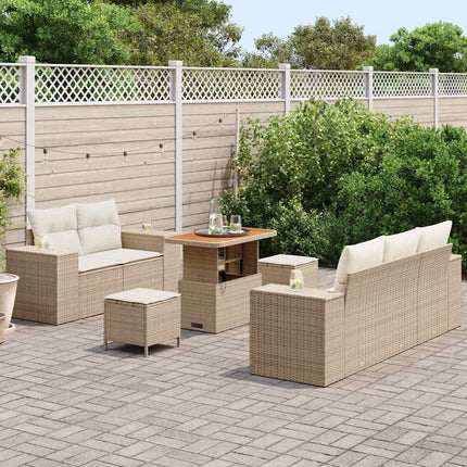 Trädgårdsoffset 8 pcs Beige och gräddfärgad Poly Rattan