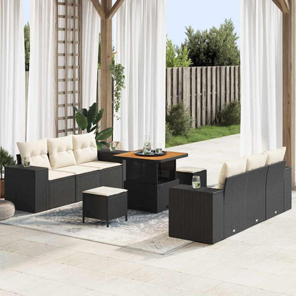Trädgårdsoffset Svart och kräm 221 x 204 x 85 cm Poly Rattan