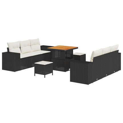 Trädgårdsoffset Svart och kräm 221 x 204 x 85 cm Poly Rattan