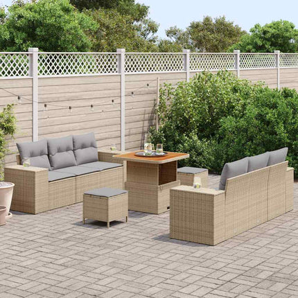 Trädgårdsoffset Beige och Ljusgrå 221 x 204 x 85 cm Poly Rattan