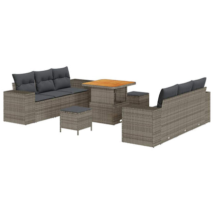 Trädgårdsoffset med kudde Grå 221 x 204 x 85 cm Poly Rattan