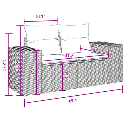 Trädgårdsoffset med kudde med lagring 9 pcs Svart Poly Rattan