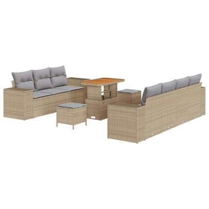 Trädgårdsoffset 10 st 9-Antal sittplatser Beige och Ljusgrå