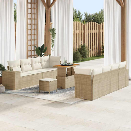 Trädgårdsoffset 11 pcs Beige och gräddfärgad konstrotting