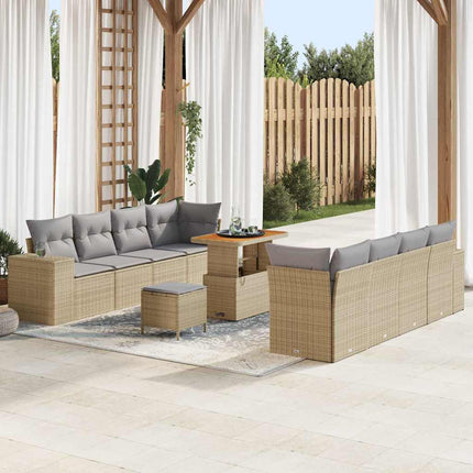 Trädgårdsoffset med kudde 11 pcs Beige och Ljusgrå konstrotting