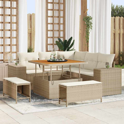 Trädgårdsoffset 8 pcs Beige och gräddfärgad konstrotting