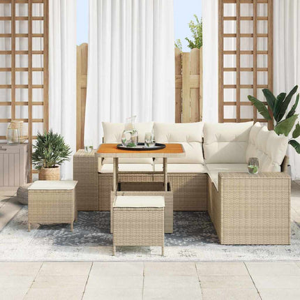 Trädgårdsoffset 8 pcs Beige och gräddfärgad konstrotting