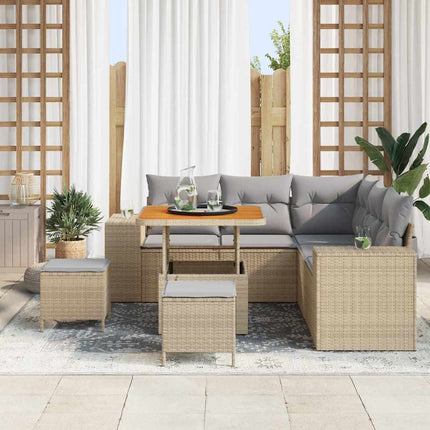 Trädgårdsoffset 8 st 7-Antal sittplatser Beige och Ljusgrå