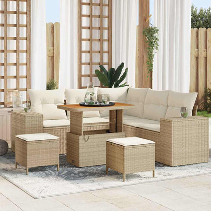 Trädgårdsoffset 8 pcs Beige och gräddfärgad konstrotting