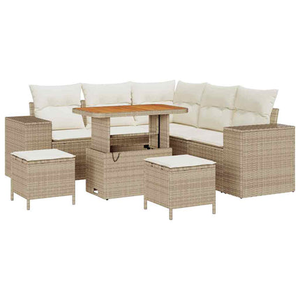 Trädgårdsoffset 8 pcs Beige och gräddfärgad konstrotting