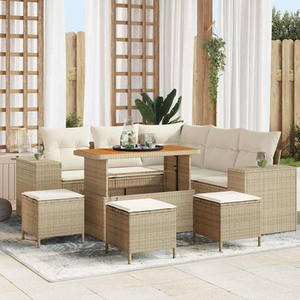 Trädgårdsoffset 9 pcs Beige och gräddfärgad konstrotting