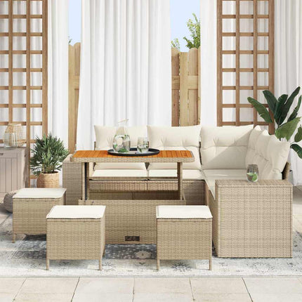 Trädgårdsoffset 9 pcs Beige och gräddfärgad konstrotting