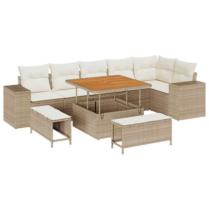 Trädgårdsoffset 9 st 6-Antal sittplatser Beige och gräddfärgad