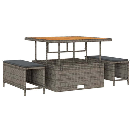 Trädgårdsoffset med kudde 9 pcs Grå konstrotting