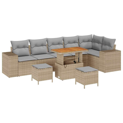 Trädgårdsoffset med kudde 9 pcs Beige och Ljusgrå konstrotting