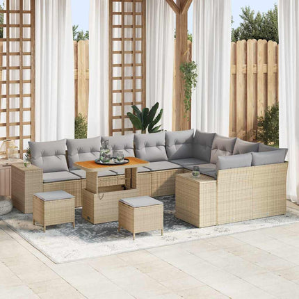 Trädgårdsoffset med kudde med lagring 12 pcs Beige och Ljusgrå