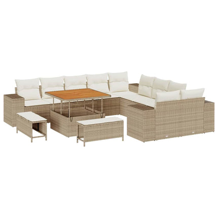 Trädgårdsoffset 13 pcs Beige och gräddfärgad konstrotting
