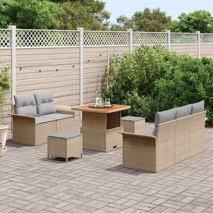 Trädgårdsoffset med kudde med lagring 8 pcs Beige och Ljusgrå