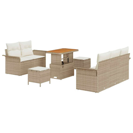 Trädgårdsoffset med kudde 8 pcs Beige och gräddfärgad
