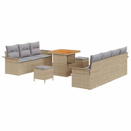 Trädgårdsoffset med kudde med lagring 10 pcs Beige och Ljusgrå