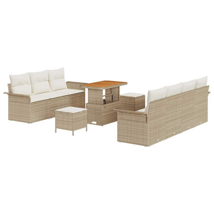 Trädgårdsoffset med kudde 10 pcs Beige och gräddfärgad