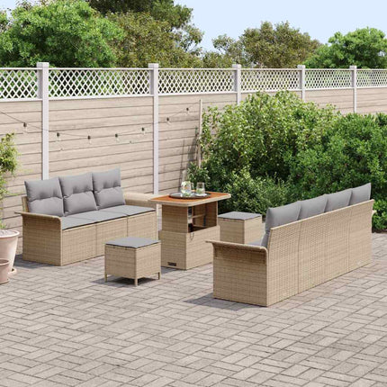 Trädgårdsoffset med kudde med lagring 10 pcs Beige och Ljusgrå