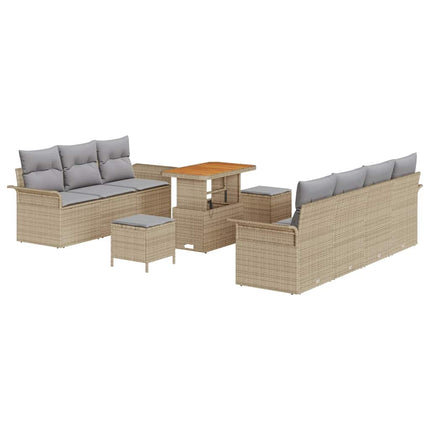 Trädgårdsoffset med kudde med lagring 10 pcs Beige och Ljusgrå