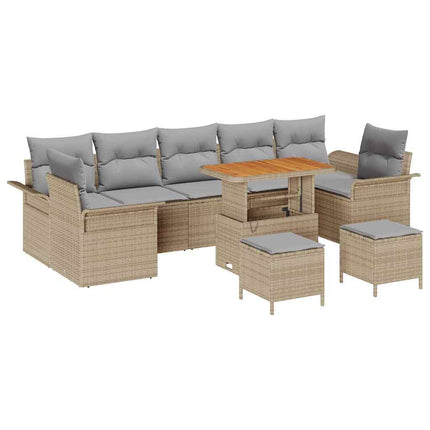 Trädgårdsoffset 10 st 9-Antal sittplatser Beige och Ljusgrå