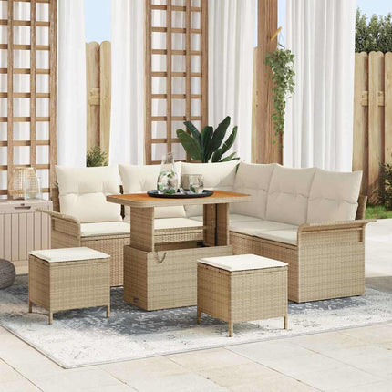Trädgårdsoffset med kudde med kudde 8 pcs Beige och gräddfärgad