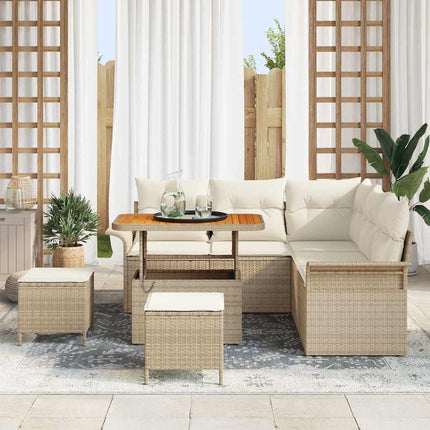 Trädgårdsoffset med kudde med kudde 8 pcs Beige och gräddfärgad