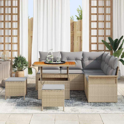 Trädgårdsoffset med kudde med lagring 8 pcs Beige och Ljusgrå