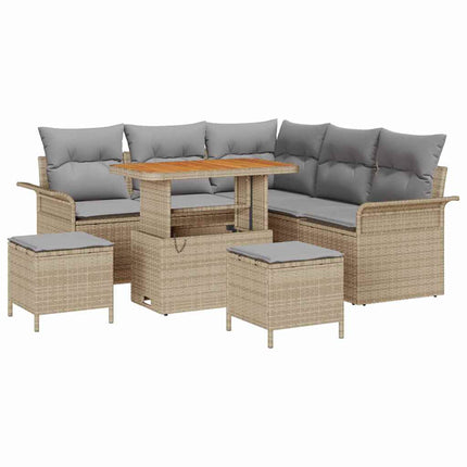 Trädgårdsoffset med kudde med lagring 8 pcs Beige och Ljusgrå