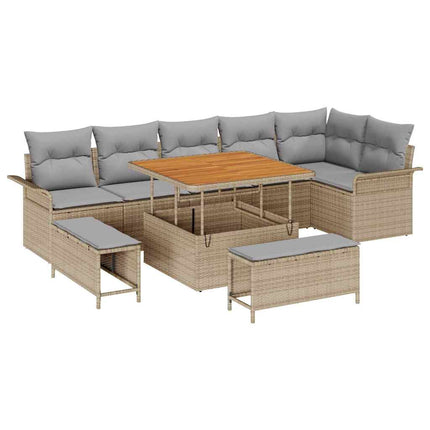 Trädgårdsoffset med kudde med lagring 9 pcs Beige och Ljusgrå