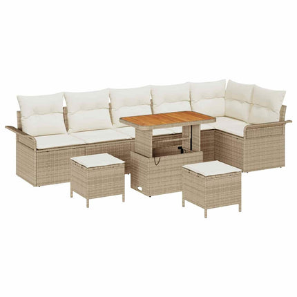Trädgårdsoffset med kudde 9 pcs Beige och gräddfärgad