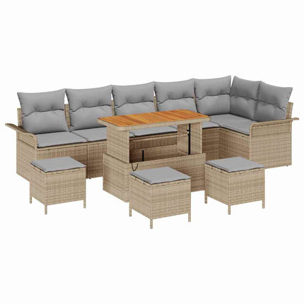 Trädgårdsoffset 10 st 9-Antal sittplatser Beige och Ljusgrå