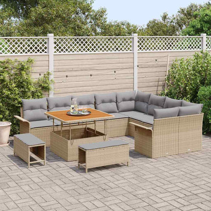 Trädgårdsoffset med kudde med lagring 12 pcs Beige och Ljusgrå