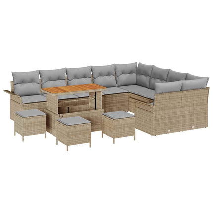 Trädgårdsoffset med kudde med lagring 13 pcs Beige och Ljusgrå