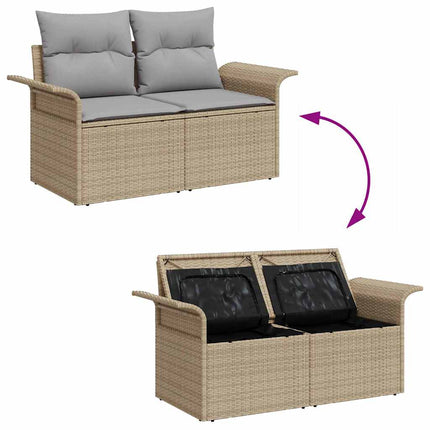 Trädgårdsoffset med kudde med lagring 13 pcs Beige och Ljusgrå