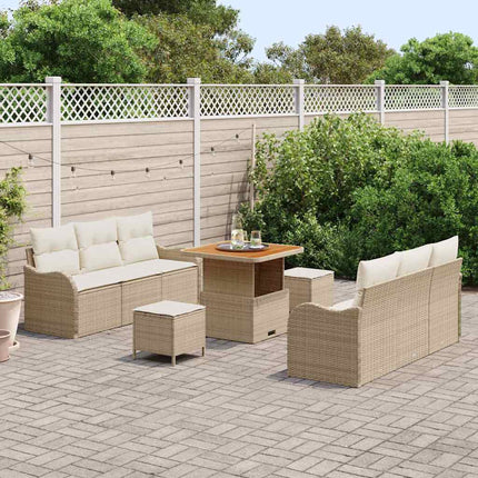 Trädgårdsoffset med kudde 9 pcs Beige och gräddfärgad